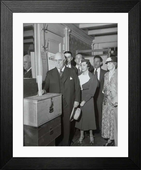 Framed Print : John P. O'Brien Casting His Vote Framed Print : John P. O'Brien Casting His Vote