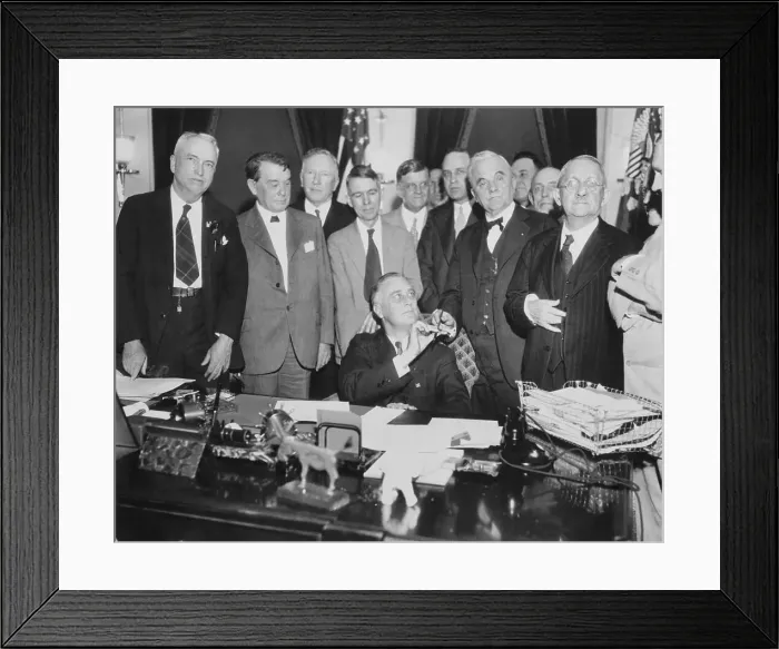 Framed Print : President Presenting Pen to George Norris Framed Print : President Presenting Pen to George Norris