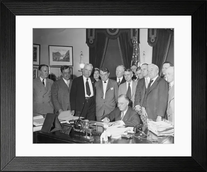Framed Print : Franklin Roosevelt Signing Bill Framed Print : Franklin Roosevelt Signing Bill