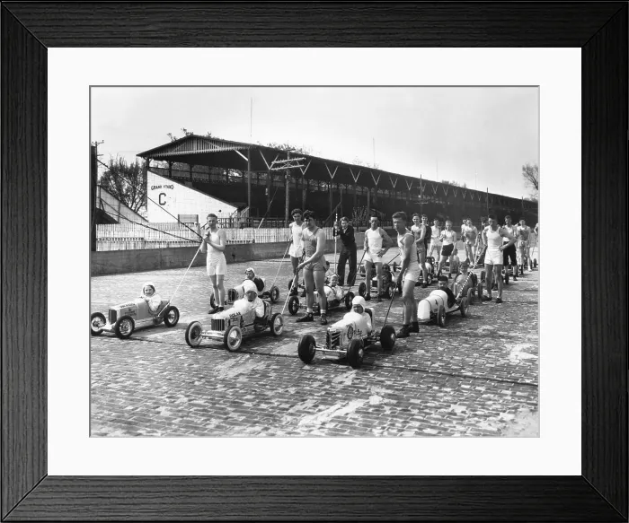 Framed Print : Youngsters Preparing for Car Races Framed Print : Youngsters Preparing for Car Races