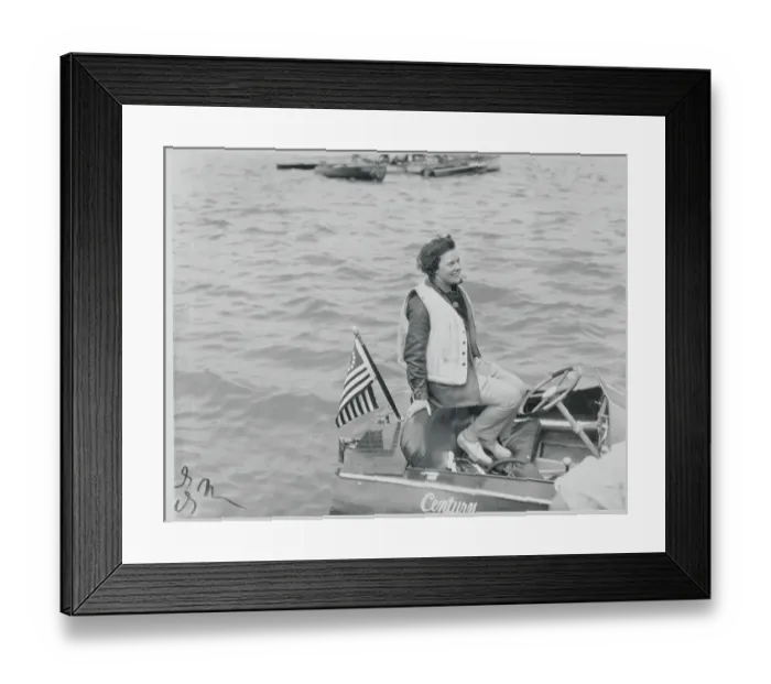 Framed Print : Boating Competitor Florence Burnham in Boat Framed Print : Boating Competitor Florence Burnham in Boat