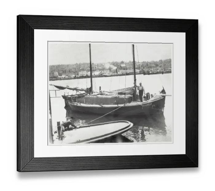 Framed Print : Captain Thomas Drake on Schooner Progress Framed Print : Captain Thomas Drake on Schooner Progress