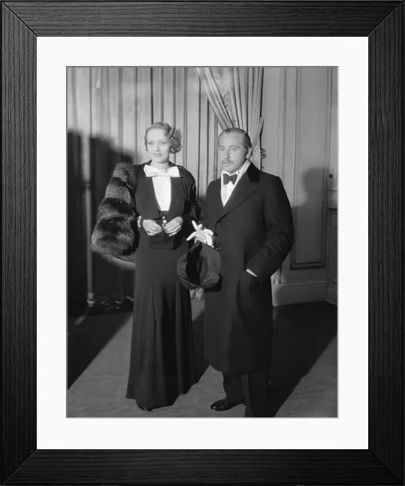 Framed Print : Portrait of Marlene Dietrich and Joseph von Sternberg Standing by Curtains Framed Print : Portrait of Marlene Dietrich and Joseph von Sternberg Standing by Curtains