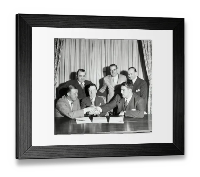 Framed Print : Handshake;P.Carnera, J.Sharkey, J.Johnston Framed Print : Handshake;P.Carnera, J.Sharkey, J.Johnston