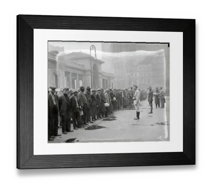 Framed Print : Bonuseers Listening to Leader Framed Print : Bonuseers Listening to Leader