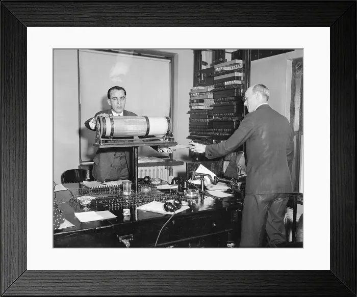 Framed Print : Men Working in Bank of Manhattan Company Framed Print : Men Working in Bank of Manhattan Company