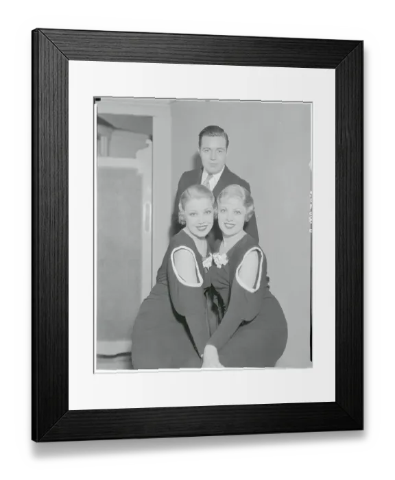 Framed Print : Twins Modeling New Haircuts