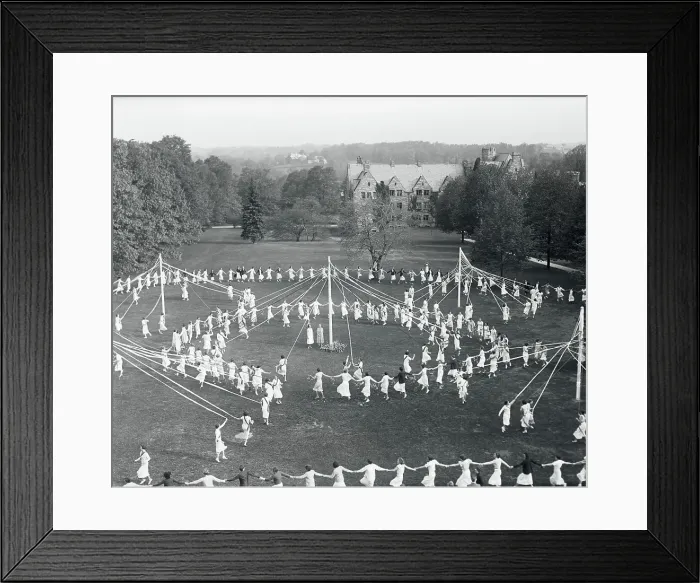 Framed Print : Students Dancing Around Maypole Framed Print : Students Dancing Around Maypole