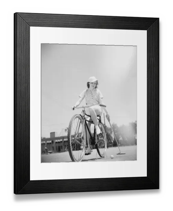 Framed Print : Lona Andre Playing Bicycle Polo Framed Print : Lona Andre Playing Bicycle Polo