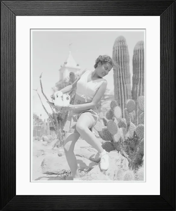 Framed Print : Woman Snared by Cactus Framed Print : Woman Snared by Cactus