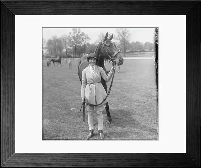 Framed Print : Charlotte Montgomery Posing with Horse Framed Print : Charlotte Montgomery Posing with Horse