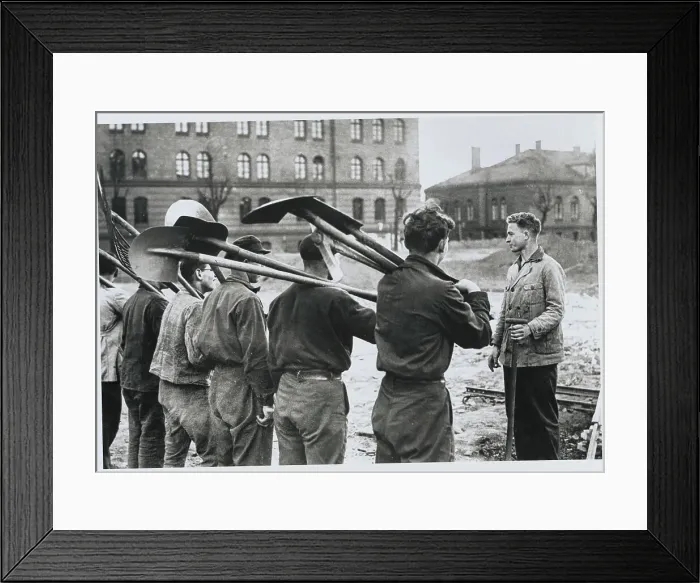 Framed Print : Young German Recruits Preparing for Landscaping Work