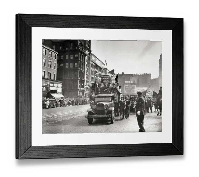 Framed Print : Truck in Parade with Plaster Figure of Tom Mooney Framed Print : Truck in Parade with Plaster Figure of Tom Mooney