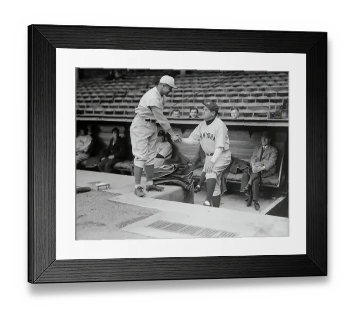 Framed Print : Jimmy Foxx and Babe Ruth Shaking Hands