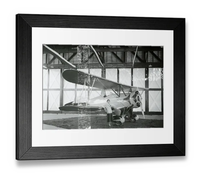 Framed Print : Mrs. Betty Huyler Gilles with Airplane Framed Print : Mrs. Betty Huyler Gilles with Airplane