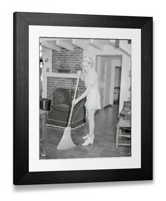 Framed Print : Leila Hyams Sweeping the Floor Framed Print : Leila Hyams Sweeping the Floor