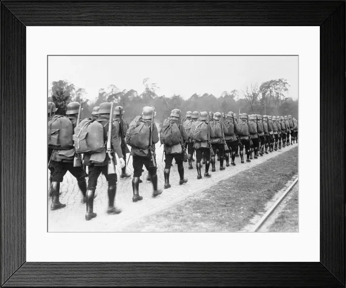 Framed Print : German Troops Marching with Full Equipment Framed Print : German Troops Marching with Full Equipment