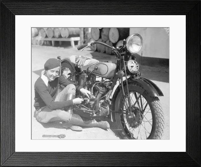 Framed Print : Bobby Trout Repairing Motorcycle Framed Print : Bobby Trout Repairing Motorcycle