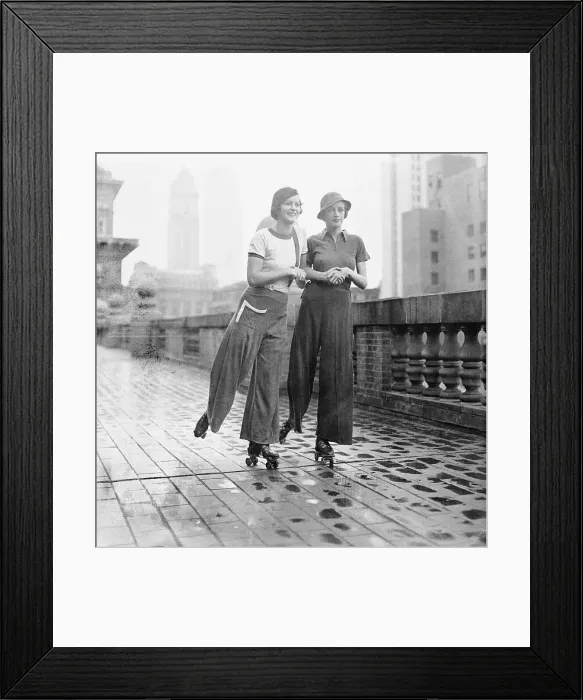 Framed Print : Theresa Townsend and Joan Hamilton Rollerskating