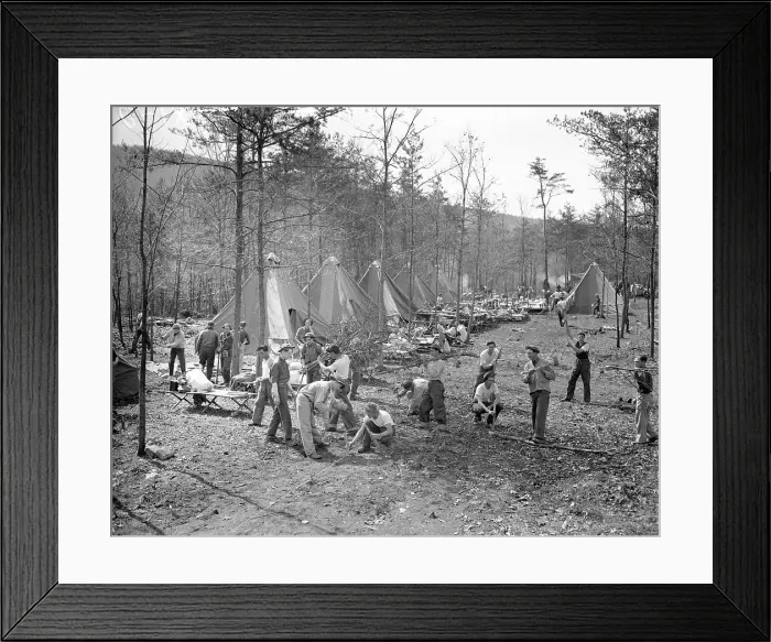 Framed Print : Workers Cleaning up Campsite Framed Print : Workers Cleaning up Campsite
