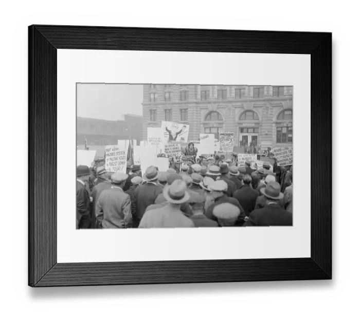 Framed Print : Woman Addressing Crowd of Demonstrators Framed Print : Woman Addressing Crowd of Demonstrators