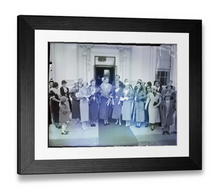 Framed Print : Eleanor Roosevelt and Women Stand with Flowers Framed Print : Eleanor Roosevelt and Women Stand with Flowers