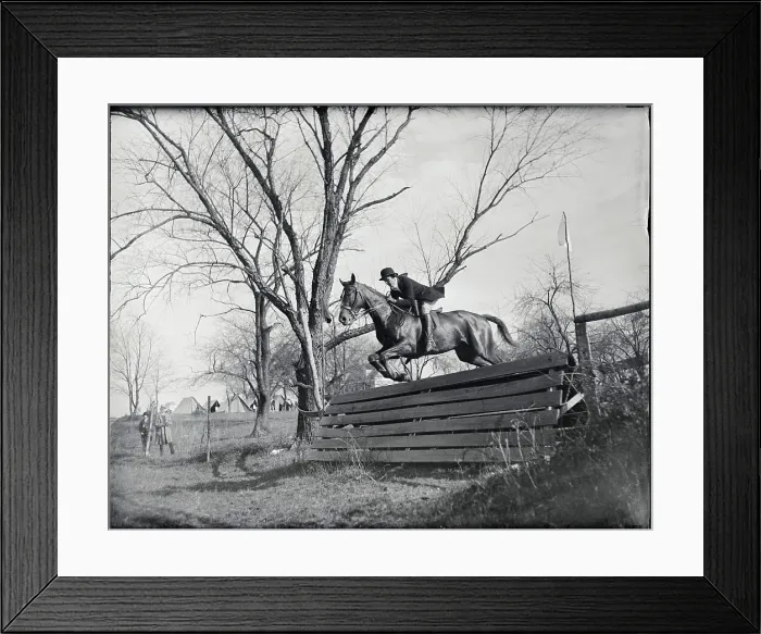 Framed Print : Horsewoman Jumping over Fence Framed Print : Horsewoman Jumping over Fence