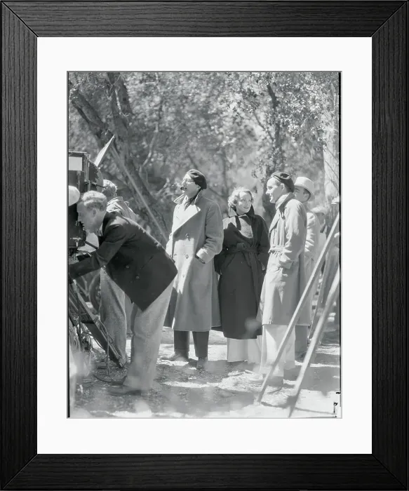 Framed Print : Actress Marlene Dietrich Filming on Site with Crew Framed Print : Actress Marlene Dietrich Filming on Site with Crew