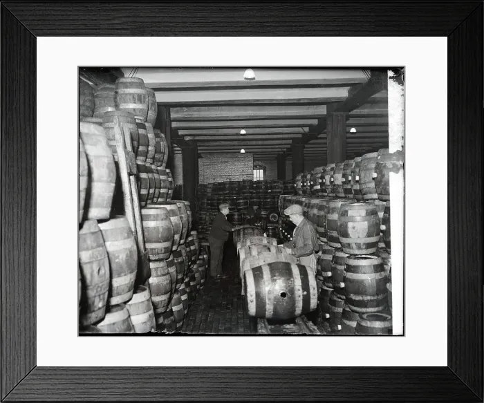 Framed Print : Workers Preparing Beer Barrels Framed Print : Workers Preparing Beer Barrels
