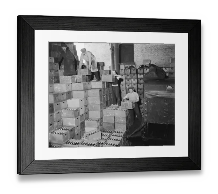 Framed Print : Men Loading Beer into Trucks Framed Print : Men Loading Beer into Trucks