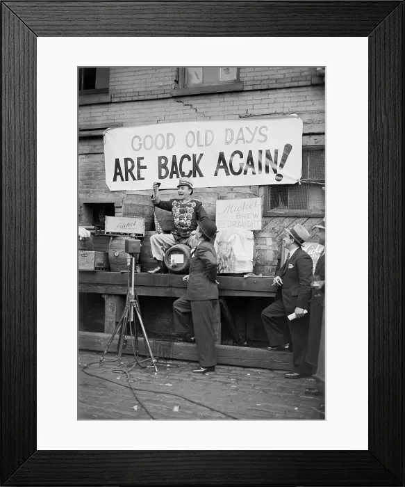 Framed Print : Men Celebrate Newly Reopened Brewery Framed Print : Men Celebrate Newly Reopened Brewery