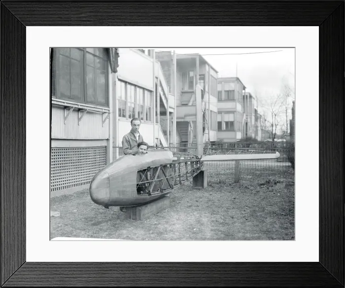 Framed Print : Jack Feeney and George Meyers with Term V Glider Framed Print : Jack Feeney and George Meyers with Term V Glider