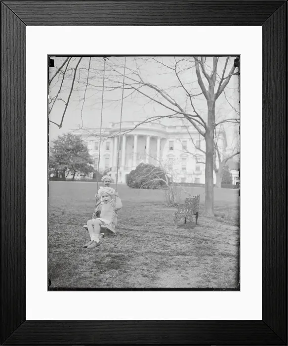 Framed Print : Roosevelt Grandchildren Playing on Swing Framed Print : Roosevelt Grandchildren Playing on Swing