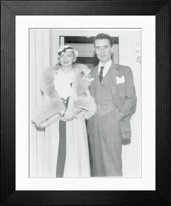 Framed Print : Entertainers John Gilbert and Wife Virginia Bruce Posing on Liner Framed Print : Entertainers John Gilbert and Wife Virginia Bruce Posing on Liner