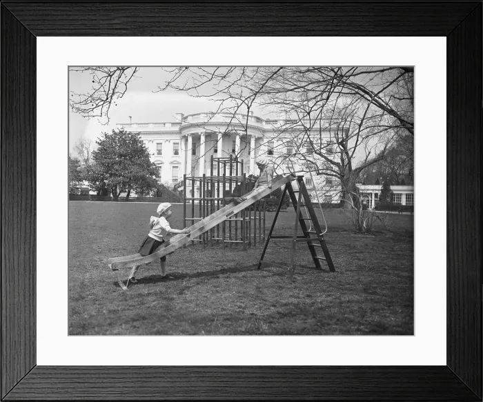 Framed Print : Roosevelt Grandchildren Playing on Slide Framed Print : Roosevelt Grandchildren Playing on Slide