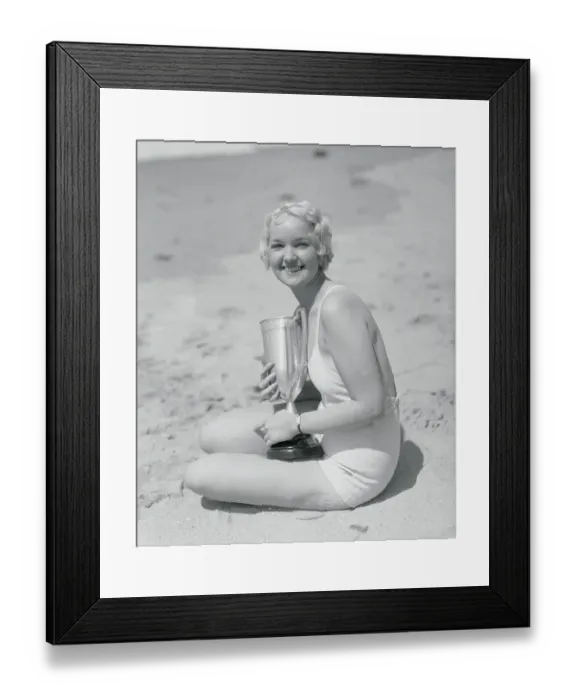 Framed Print : Winner of Best Tan Holding Trophy Framed Print : Winner of Best Tan Holding Trophy
