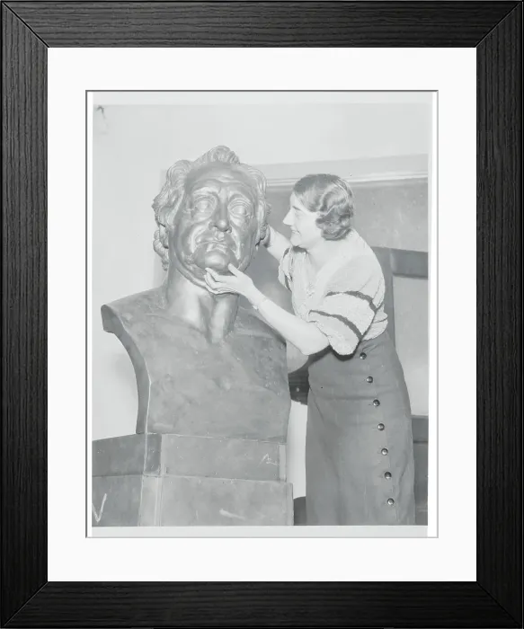 Framed Print : Edna Strong Admiring Sculpture Framed Print : Edna Strong Admiring Sculpture
