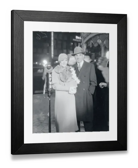Framed Print : Al Jolson Arriving with Wife Ruby Keeler