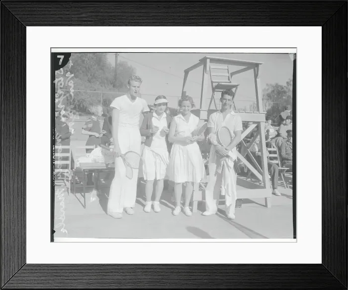 Framed Print : Tennis Player Alice Marble Posing with Three of Her Peers Framed Print : Tennis Player Alice Marble Posing with Three of Her Peers