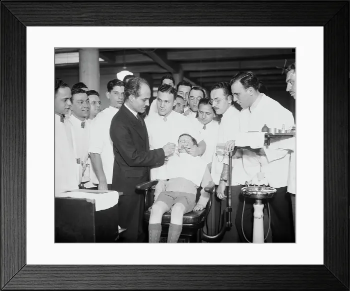 Framed Print : Dental Students Watching a Demonstration Framed Print : Dental Students Watching a Demonstration