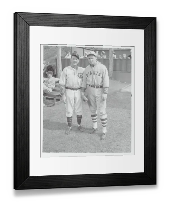Framed Print : Charlie Grimm and Bill Terry Posing in Baseball Uniform Framed Print : Charlie Grimm and Bill Terry Posing in Baseball Uniform