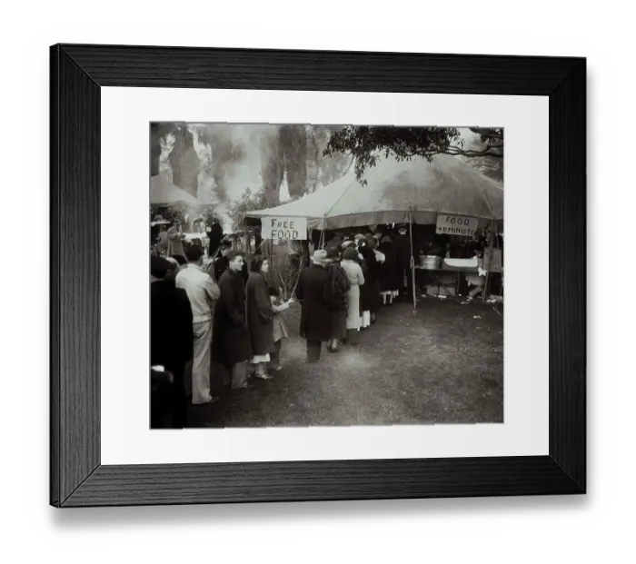 Framed Print : Earthquake Victims Gathering for Free Food