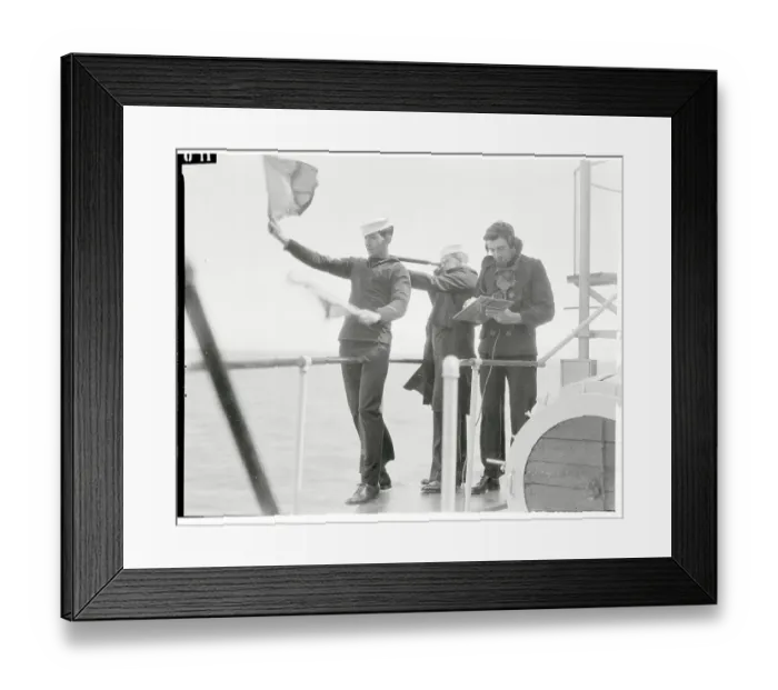 Framed Print : Sailor Signaling with Flags Framed Print : Sailor Signaling with Flags