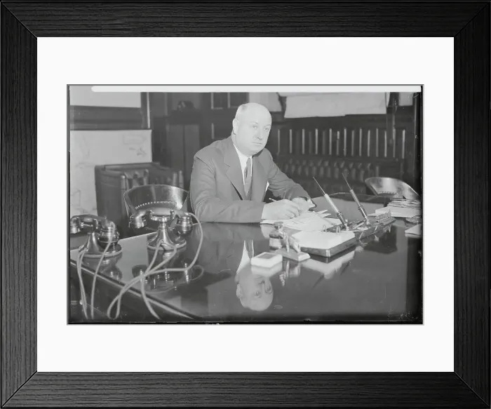 Framed Print : James A. Farley Pausing at His Desk Framed Print : James A. Farley Pausing at His Desk