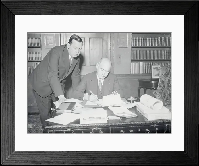 Framed Print : Governor Herbert H. Lehman and Joseph A. Canavan at Work Framed Print : Governor Herbert H. Lehman and Joseph A. Canavan at Work
