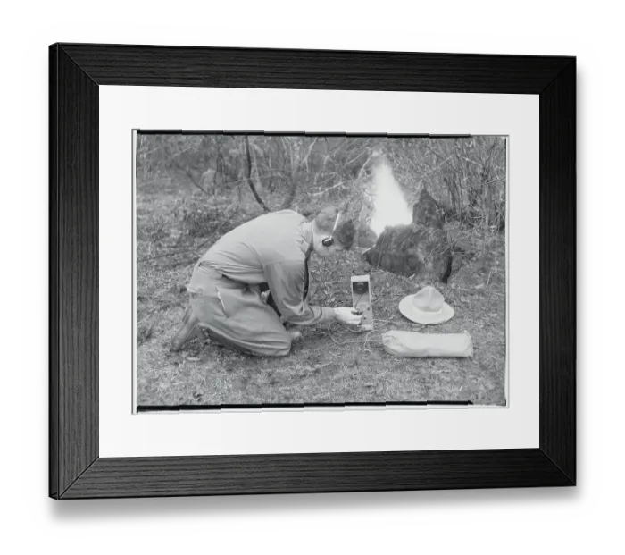 Framed Print : Forest Serviceman Demonstrating Portable Radio Framed Print : Forest Serviceman Demonstrating Portable Radio
