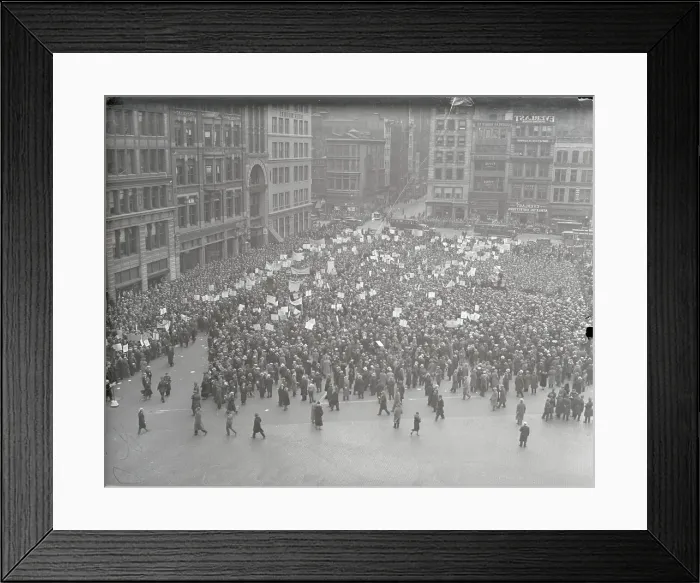 Framed Print : Large Crowd of Reds with Signs in Union Square Framed Print : Large Crowd of Reds with Signs in Union Square