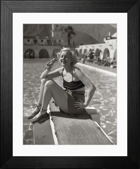 Framed Print : Peggy Hopkins Joyce Sitting on Diving Board