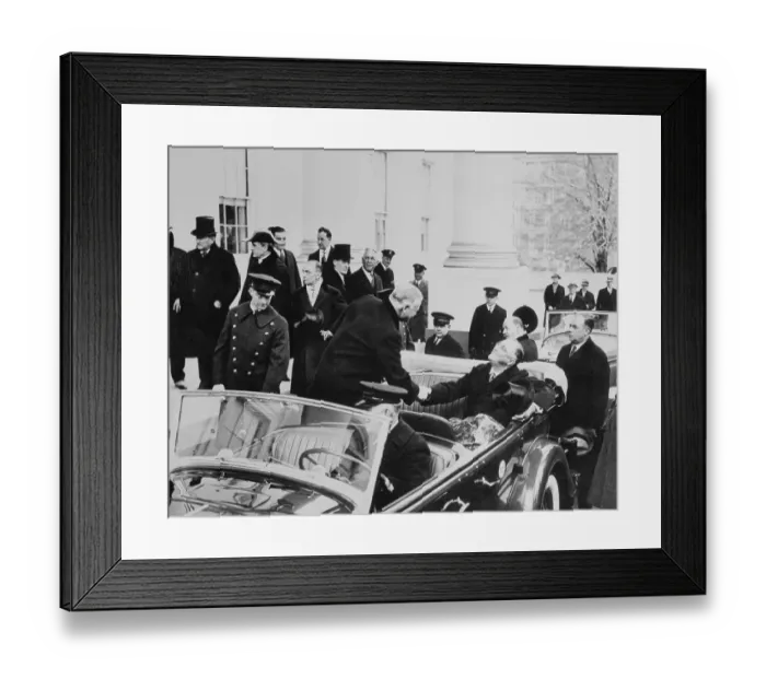 Framed Print : Franklin D. Roosevelt and Herbert Hoover at Motorcade Framed Print : Franklin D. Roosevelt and Herbert Hoover at Motorcade