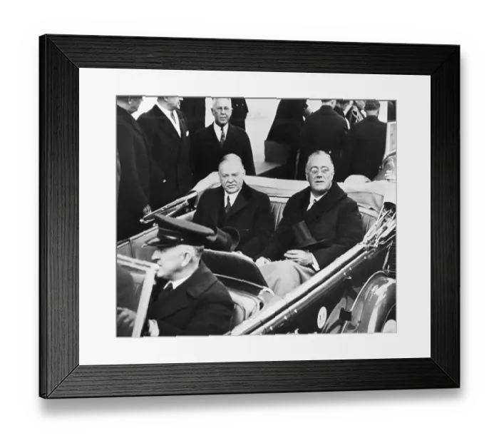 Framed Print : Herbert Hoover and FDR in an Automobile Framed Print : Herbert Hoover and FDR in an Automobile